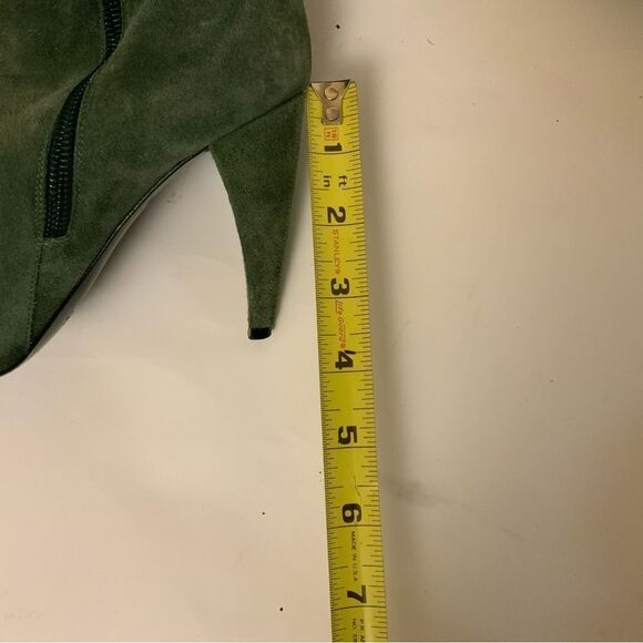 Chloe  Tall Leather Boots Size 35.5  High Heel Over The Knee Zip Green suede - Picture 10 of 12